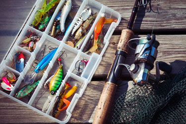 fishing lures and pole